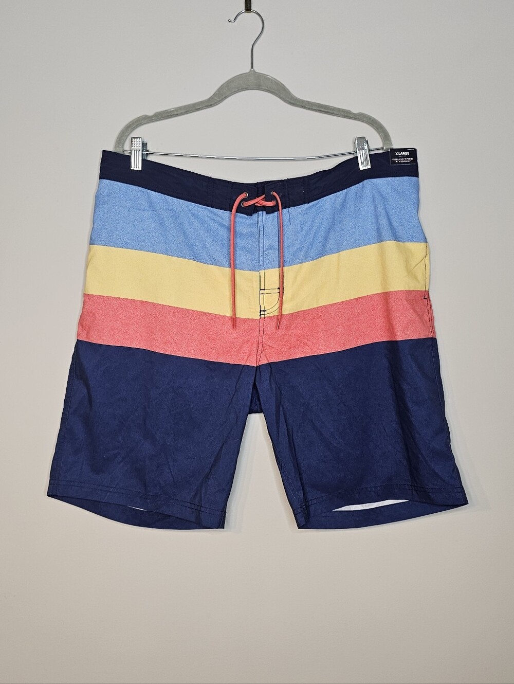 Roundtree & Yorke Striped Swim Trunks Lined NWT Size XL Blue Yellow